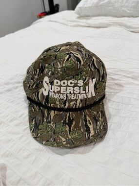 Vintage Doc’s SuperSlik Camo Snapback Hat Cobra Caps Rope Trucker